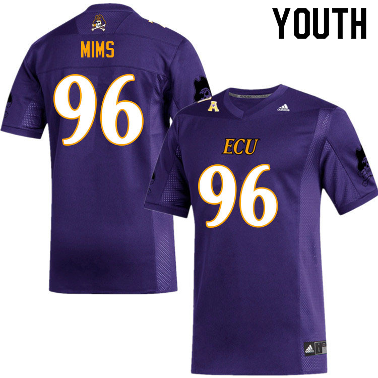 Youth #96 Shaundre Mims ECU Pirates College Football Jerseys Sale-Purple